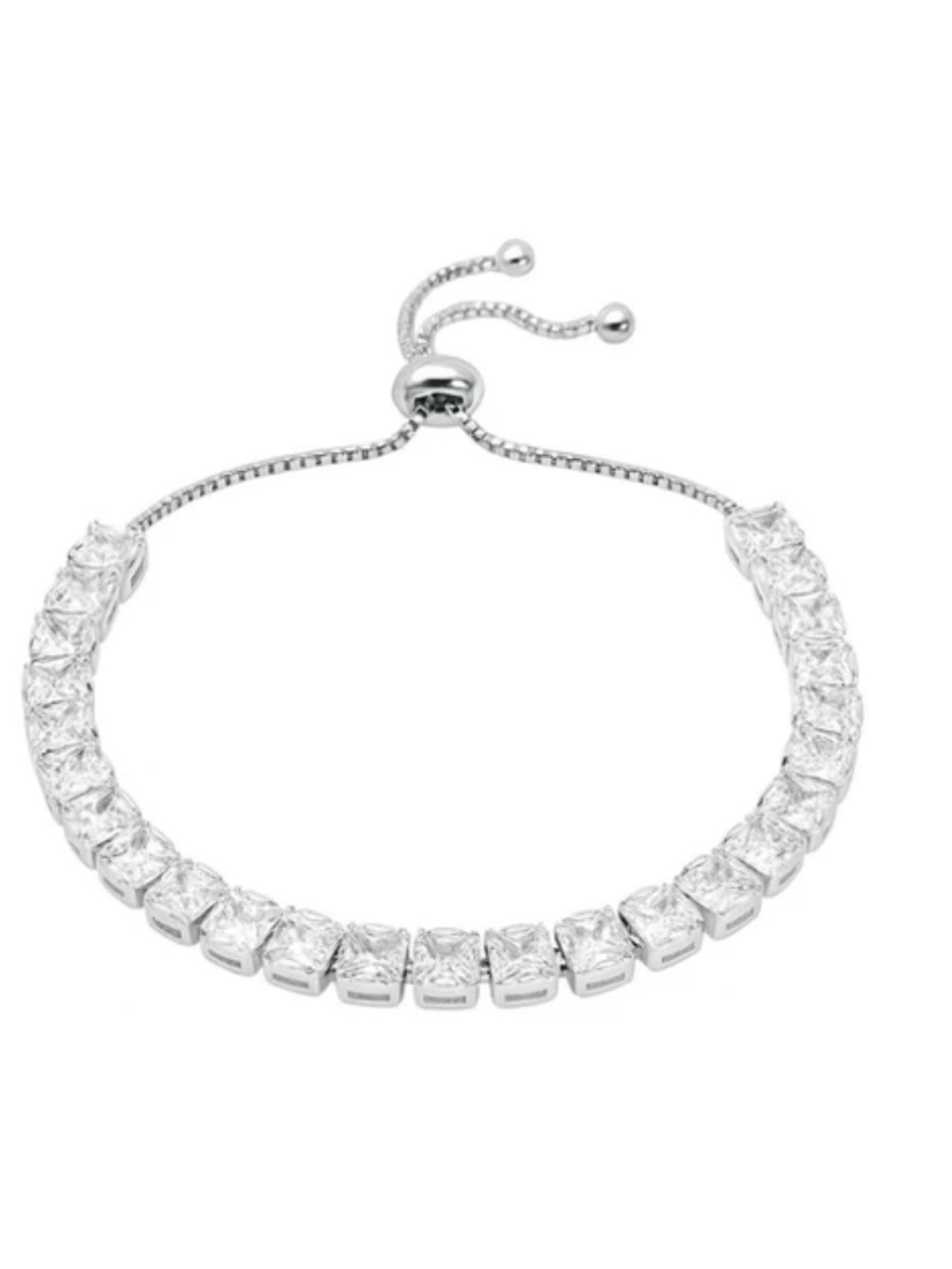 Adjustable Silver Tennis Bracelet - Swarovski Crystal Elements